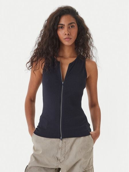 G-Star Raw Top D28735-D107 Granatowy Slim Fit. Niebieskie topy G-Star Raw, l, bez wzorów, z bawełny, retro, bez kołnierzyka, bez ramiączek. Za 179,99 zł.