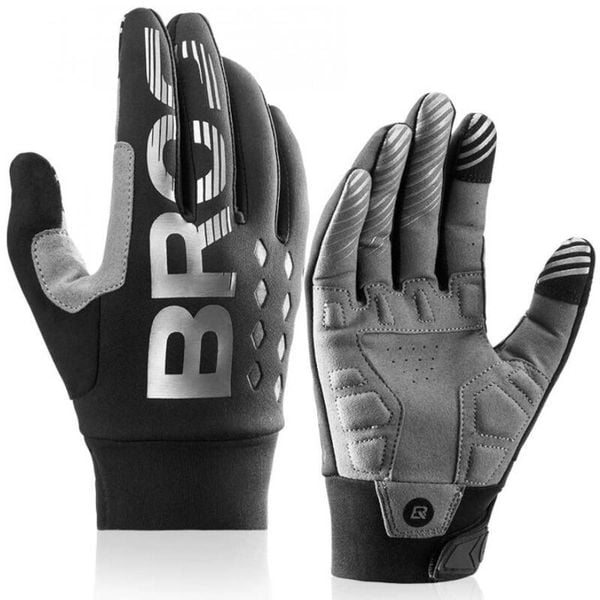 Rękawiczki rowerowe długie dla dorosłych Rockbros S209BK. Czarne rękawiczki ROCKBROS, bez wzorów. Za 89,99 zł.