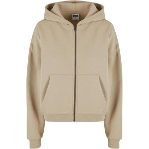 Damska Bluza Z Kapturem Z Pełnym Zamkiem Błyskawicznym. Brązowe bluzy Urban Classics, xl, bez wzorów, z kapturem. Za 221,99 zł.