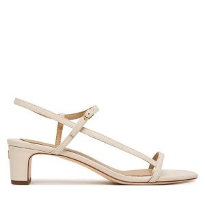 Sandały LAUREN RALPH LAUREN. Białe sandały Lauren Ralph Lauren, bez wzorów, bez obcasa, na płaskiej podeszwie, bez zapięcia. Za 502,99 zł.