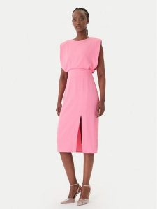 Rinascimento Sukienka koktajlowa CFC0127570003 Różowy Slim Fit. Czerwone sukienki Rinascimento, s, bez wzorów, z syntetyku, wizytowe, bez kołnierzyka, bez ramiączek. Za 549,99 zł.