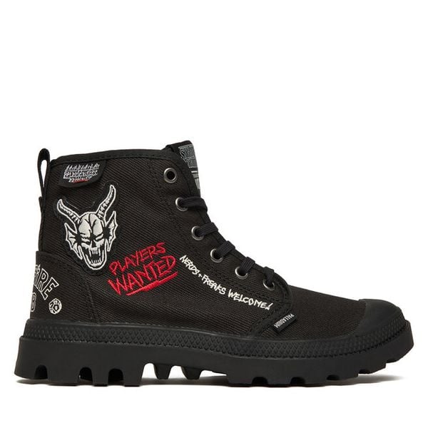 Trapery Palladium. Czarne buty zimowe Palladium, bez obcasa, bez zapięcia. Za 359,99 zł.