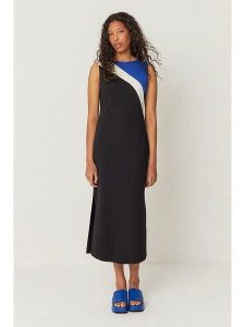 SKFK Sukienka "Alba" w kolorze niebiesko-czarnym rozmiar: 34. Czarne sukienki SKFK, bez wzorów, z bawełny, bez kołnierzyka, bez ramiączek, maxi. Za 187,99 zł.