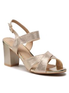 Clara Barson Sandały KL-230801-01 Złoty. Żółte sandały Clara Barson, bez wzorów, z materiału, bez obcasa, na słupku, bez zapięcia. Za 119,99 zł.