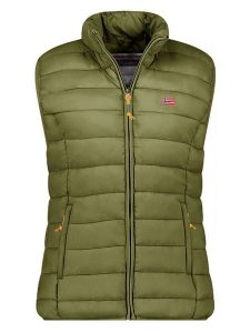 Geographical Norway Kamizelka pikowana "Vatikolor" w kolorze oliwkowym rozmiar: XXL. Zielone kamizelki Geographical Norway, xxl, bez wzorów, bez kołnierzyka, bez ramiączek, bez kaptura. Za 113,63 zł.