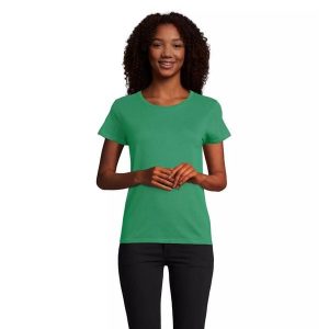 Dopasowana koszulka T-shirt z jerseyu dla kobiet Sol's Pioneer. Zielone t-shirty SOL'S, s, bez wzorów, z jersey, bez kołnierzyka, bez ramiączek. Za 30,50 zł.