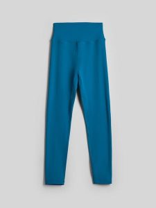 4F Legginsy treningowe szybkoschnące damskie - turkusowe XL. Niebieskie legginsy 4f, bez wzorów, z materiału, z podwyższonym stanem. Za 119,99 zł.