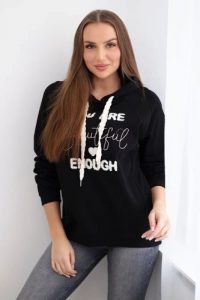 Bluza bawełniana z kapturem czarna. Czarne bluzy Kesi Włoski, l, bez wzorów, z bawełny, z kapturem. Za 313,67 zł.
