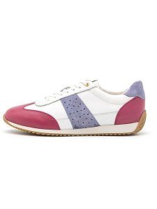 Geox Skórzane sneakersy "Calithe" w kolorze biało-fioletowo-czerwonym rozmiar: 40. Białe trampki Geox, bez wzorów, z materiału, bez zapięcia. Za 215,21 zł.