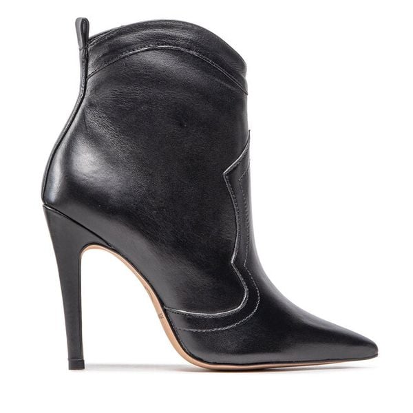 Kowbojki Eva Minge. Czarne botki Eva Minge, bez wzorów, bez obcasa, na szpilce, bez zapięcia. Za 359,99 zł.