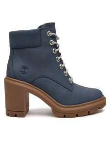 Timberland Botki TB0A2CKCEP21 Granatowy. Niebieskie botki Timberland, bez wzorów, z nubiku, bez obcasa, na słupku, bez zapięcia. Za 579,99 zł.
