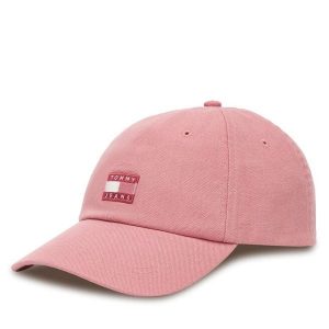 Czapka z daszkiem Tommy Jeans. Czerwone czapki Tommy Jeans, bez wzorów, z jeansu. Za 119,99 zł.