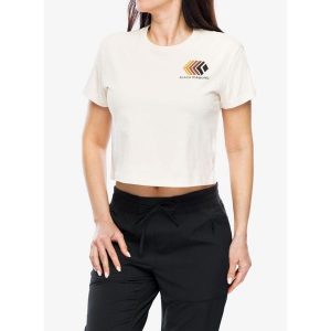Koszulka z nadrukiem damska Black Diamond Faded Crop SS Tee. Białe koszulki sportowe Black Diamond, bez wzorów, bez ramiączek. Za 101,99 zł.