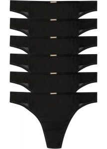 Stringi z kolekcji Feel Comfort z mikrofibry (6 par). Białe stringi bonprix, bez wzorów, z materiału. Za 74,99 zł.