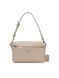 Calvin Klein Torebka Ck Must Aop Double Straps Camera LV04F3080G Beżowy. Brązowe torebki klasyczne Calvin Klein, bez wzorów, ze skóry, bez dodatków. Za 369,99 zł.