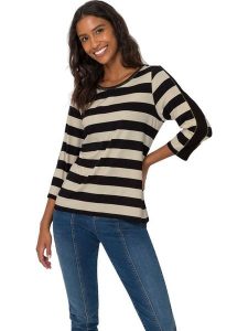 Heine Koszulka w kolorze czarno-beżowym rozmiar: 34. Brązowe bluzki Heine, bez wzorów, bez kołnierzyka, bez ramiączek. Za 56,99 zł.