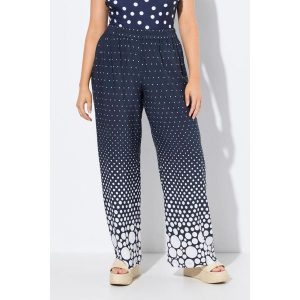 Damskie Spodnie palazzo kropki szeroka prosta nogawka elastyczny pas. Niebieskie rajstopy i pończochy Ulla Popken, plus size, bez wzorów, z materiału. Za 244,99 zł.