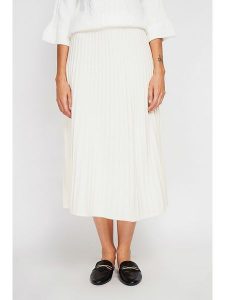 ASSUILI Kaszmirowa spódnica w kolorze kremowym rozmiar: 42. Brązowe spódnice Assuili, bez wzorów, z kaszmiru, klasyczne, midi. Za 130,99 zł.