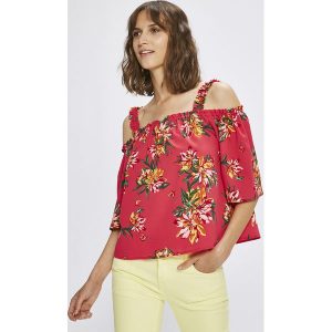 Answear - Top. Czerwone t-shirty marki ANSWEAR, z poliesteru, z krótkim rękawem. W wyprzedaży za 49,90 zł.