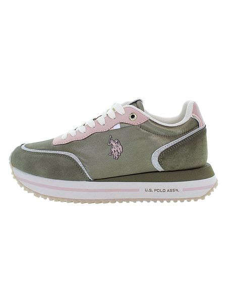 U.S. Polo Assn. Sneakersy w kolorze oliwkowo-jasnoróżowym rozmiar: 38. Brązowe trampki U.S. Polo Assn., bez wzorów, bez zapięcia. Za 188,40 zł.