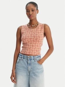 RVCA Top Shiver 23B071504 Różowy Slim Fit. Czerwone topy RVCA, m, bez wzorów, z wiskozy, bez kołnierzyka, bez ramiączek. Za 174,99 zł.