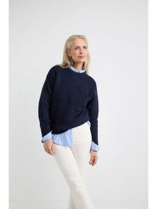 Josephine & Co Sweter "Aniek" w kolorze granatowym rozmiar: L. Niebieskie swetry oversize Josephine & Co, l, bez wzorów, bez ramiączek. Za 280,95 zł.