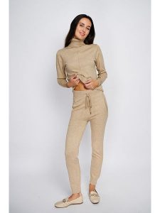 ASSUILI 2-częściowy zestaw w kolorze beżowym rozmiar: 38. Brązowe golfy Assuili, bez wzorów, z dresówki. Za 215,71 zł.