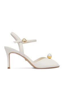 GINO ROSSI Sandały CEO-ROSE-LT2090-2-N Biały. Białe sandały Gino Rossi, bez wzorów, ze skóry, bez obcasa, na szpilce, bez zapięcia. Za 429,99 zł.