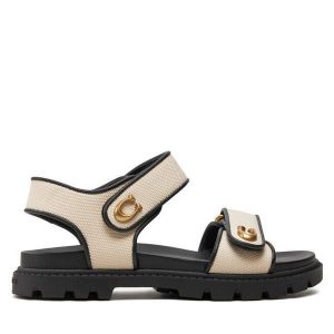 Sandały Coach. Brązowe sandały Coach, bez wzorów, bez obcasa, na płaskiej podeszwie, bez zapięcia. Za 549,99 zł.