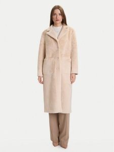 Rinascimento Futro CFC0122205003 Beżowy Regular Fit. Brązowe płaszcze Rinascimento, m, bez wzorów, z futra, bez kaptura. Za 719,99 zł.