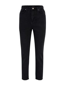 Trendyol Dżinsy - Mom fit - w kolorze czarnym rozmiar: 34. Czarne jeansy Trendyol, bez wzorów, z bawełny, z podwyższonym stanem. Za 78,99 zł.