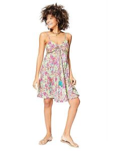 Aller Simplement Sukienka w kolorze jasnozielono-różowym rozmiar: 34/36. Różowe sukienki Aller Simplement, bez wzorów, klasyczne, bez kołnierzyka, bez ramiączek, midi. Za 56,99 zł.