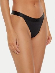 Boss Stringi 50520398 Czarny. Czarne stringi Boss, bez wzorów, z bawełny. Za 79,99 zł.