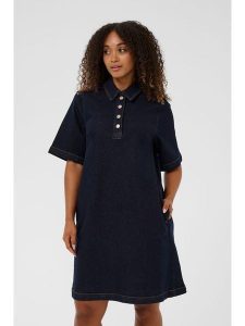 Kaffe Sukienka dżinsowa w kolorze granatowym rozmiar: 40. Niebieskie sukienki Kaffe, na co dzień, bez wzorów, bez kołnierzyka, bez ramiączek, midi, proste. Za 173,99 zł.