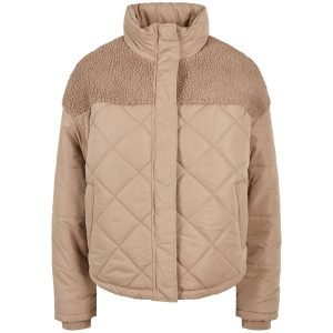 Kurtka damska Urban Classics diamond quilt puffer oversized (GT). Brązowe kurtki Urban Classics, bez wzorów, z puchu, bez kaptura. Za 358,50 zł.