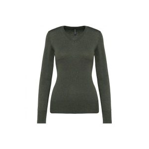 Damski sweter v-neck Kariban. Szare swetry klasyczne KARIBAN, na zimę, bez kołnierzyka. Za 139,00 zł.