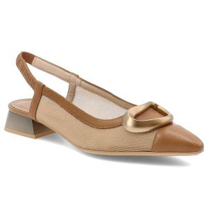 Brązowe Sandały Hispanitas Eleganckie Obuwie Damskie. Brązowe sandały Hispanitas, z aplikacjami, z materiału, bez obcasa, na obcasie, bez zapięcia. Za 479,00 zł.