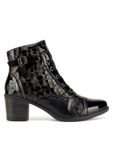 Rieker Trzewiki Y2032-00 Czarny. Czarne botki Rieker, bez wzorów, ze skóry, bez obcasa, na słupku, bez zapięcia. Za 307,99 zł.