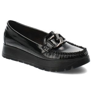 Czarne Modne Półbuty Armodo Stylowe Obuwie Damskie. Czarne półbuty Armodo, bez wzorów, ze skóry, bez obcasa, bez zapięcia. Za 297,99 zł.