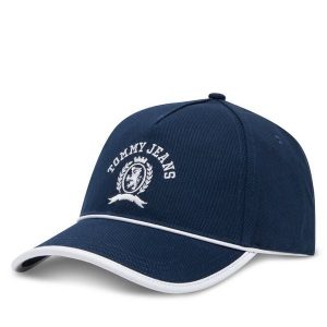 Czapka z daszkiem Tommy Jeans. Niebieskie czapki Tommy Jeans, bez wzorów, z jeansu. Za 89,99 zł.