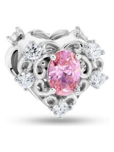 CHARM'S Srebrny charms z cyrkoniami rozmiar: onesize. Różowe zawieszki CHARM'S, z cyrkonią, srebrne. Za 200,13 zł.