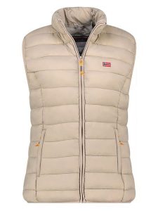 Geographical Norway Kamizelka pikowana "Vatikolor" w kolorze beżowym rozmiar: XXL. Brązowe kamizelki Geographical Norway, xxl, bez wzorów, bez kołnierzyka, bez ramiączek, bez kaptura. Za 122,38 zł.