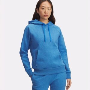 Bluza Damska Nierozpinana Z Kapturem Under Armour Rival Fleece Hoodie. Niebieskie bluzy Under Armour, bez wzorów, z kapturem. Za 239,99 zł.
