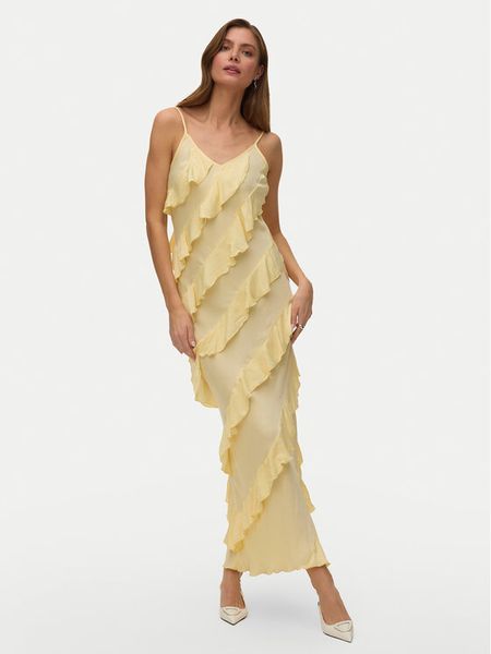Vero Moda Sukienka wieczorowa Celyn 10348500 Żółty Regular Fit. Żółte kombinezony Vero Moda, xs, bez wzorów, z syntetyku, wizytowe, bez kołnierzyka, bez ramiączek. Za 273,99 zł.