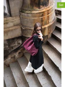 Maison héritage PARIS 2-częściowy zestaw "Perle" w kolorze fioletowym rozmiar: onesize. Różowe shopper bag Maison héritage PARIS, bez wzorów, z materiału, na ramię, bez dodatków. Za 478,95 zł.