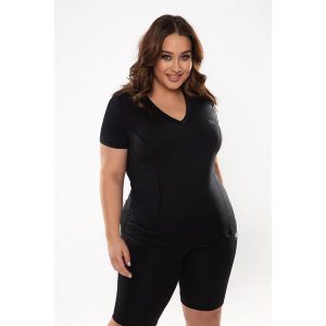 Koszulka fitness damska Rough Radical Ready Plus size. Czarne bluzki ROUGH RADICAL, plus size, bez wzorów, sportowe, bez kołnierzyka, plus size, bez ramiączek. Za 109,90 zł.