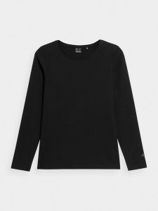 4F Koszulka w kolorze czarnym rozmiar: M. Czarne bluzki 4f, m, bez wzorów, bez kołnierzyka, bez ramiączek. Za 56,79 zł.