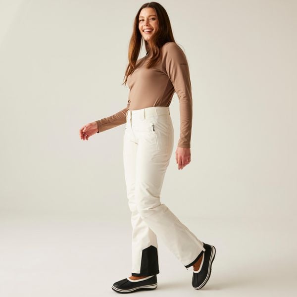 Damskie wodoodporne izolowane spodnie narciarskie Shrink. Białe spodnie sportowe Dare 2b, na zimę, bez wzorów, narciarskie. W wyprzedaży za 199,99 zł.