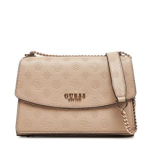 Torebka Guess. Brązowe listonoszki Guess, z aplikacjami, bez dodatków. Za 399,99 zł.