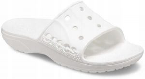 Klapki Dla Dorosłych Crocs Baya II Slide. Niebieskie klapki Crocs, bez wzorów, z materiału, bez obcasa. Za 99,99 zł.